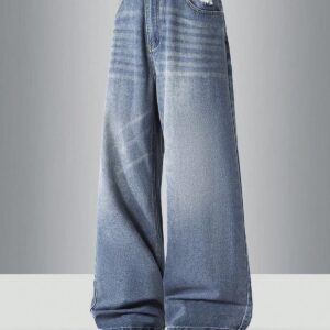 ICE BLUE BAGGY WASHED JEANS
