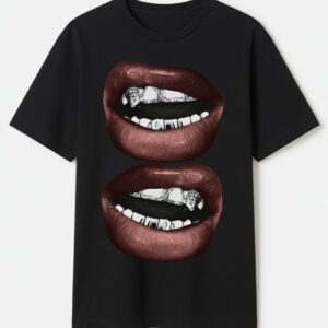 LIPS DOWN SHOULDER OVERSIZE TEE