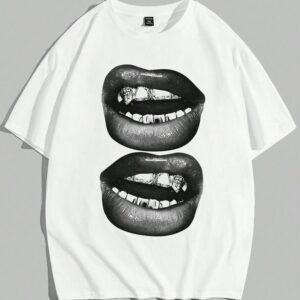 LIPS DOWN SHOULDER TEE