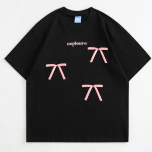 PINK BOW DOWN SHOULDER TEE